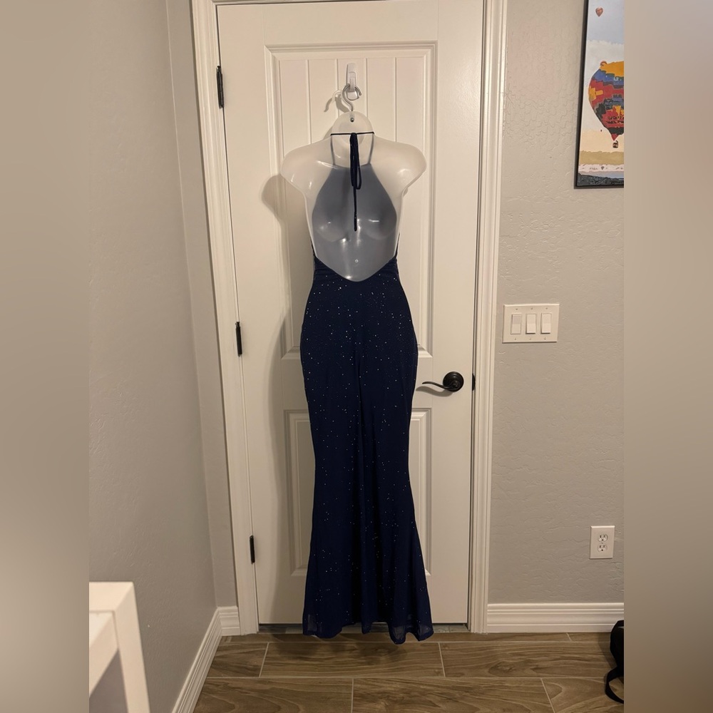 Parthea Women's Navy Sequin sparkling Bodycon Maxi Dress - Picture 5 of 5